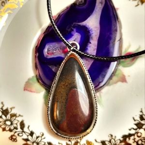 Phenomenal,Super- Chunky, Pear-Shaped Natural Polychrome Jasper Cabochon Pendant